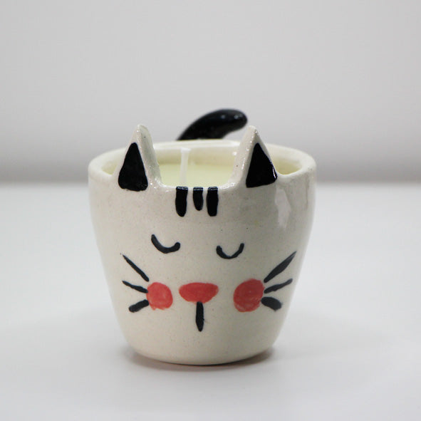 Sleepy Cat Ceramic Candle Holder,sleepy cat candle holder, sleeping cat candle holder, ceramic cat candle holder, cat tea light holder, cat decor, relaxing cat decor, cat lover gift, unique candle holder, animal candle holder, whimsical candle holder