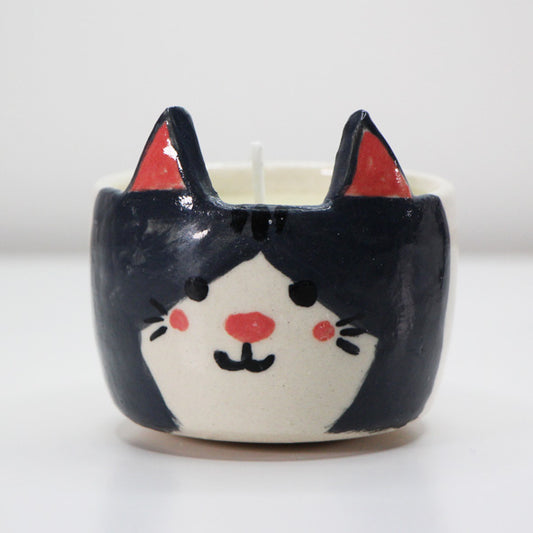 black cat candle holder, ceramic cat candle holder, cat tea light holder, black candle holder, cat decor, gothic cat decor, cat lover gift, animal candle holder, unique candle holder