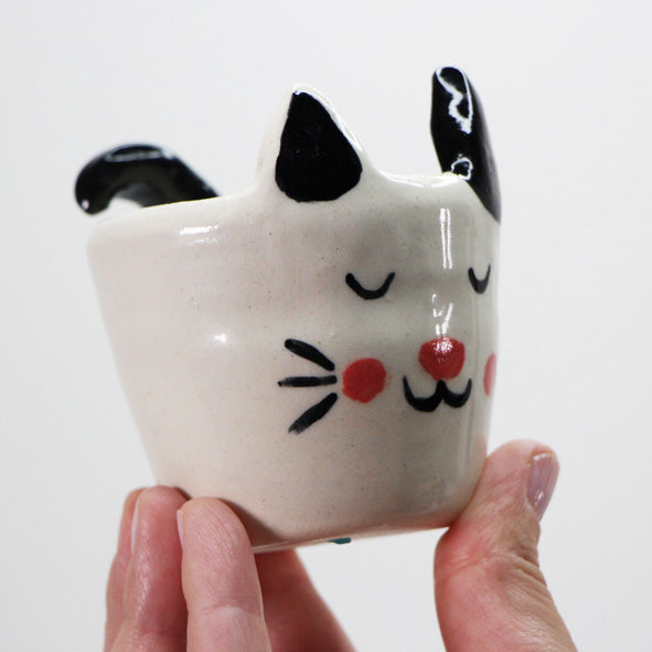 black ear cat candle holder, cat candle holder with black ears, ceramic cat candle holder, cat tea light holder, unique cat candle holder, cat decor, animal candle holder, cat lover gift, decorative candle holder