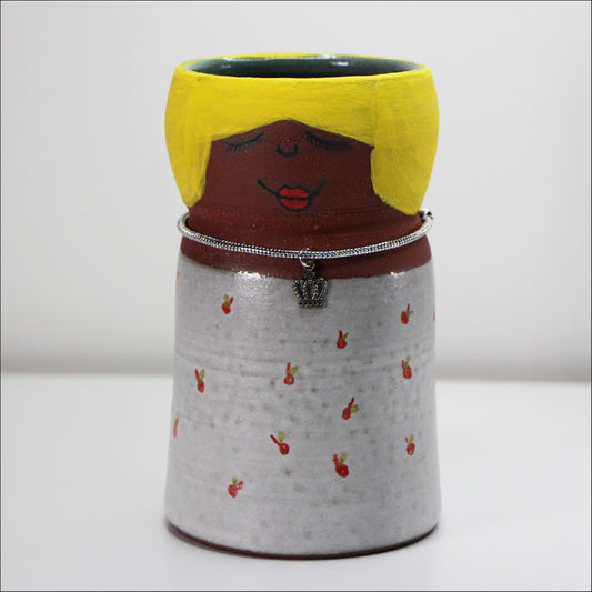 Cherry Lady Whimsical Ceramic Planter | Handmade Pottery