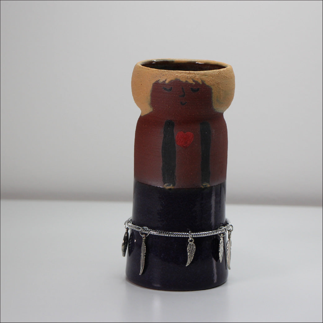 Heartboy Romantic Ceramic Planter | Handmade Pottery with Charms