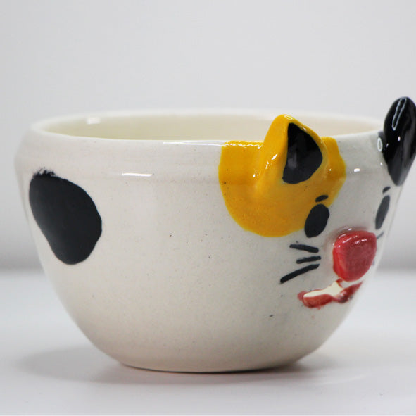 Small Cat-Faced Ceramic ,Yarn Bowlsmall cat yarn bowl, small ceramic yarn bowl, mini cat yarn bowl, travel yarn bowl, compact yarn bowl, small knitting bowl, cat face yarn bowl, yarn holder, crochet bowl, cat lover gift
